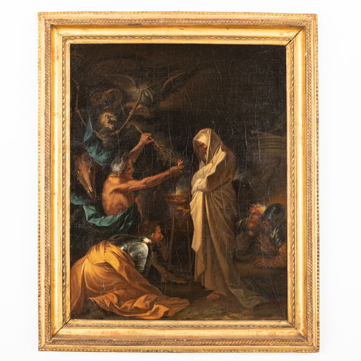 SALVATOR ROSA (copia da) (Napoli, 1615 - Roma, 1673)<br>Saul e la strega di Endor<br>Olio su tela, c
