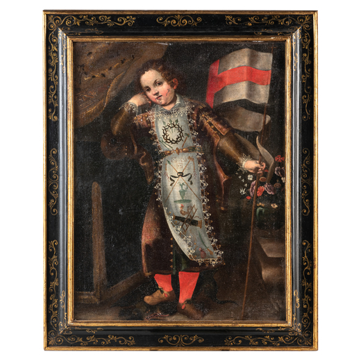 PITTORE FIORENTINO DEL XVII SECOLO Giovane cavaliere dellordine di San Giorgio<br>Olio su tela, cm 8