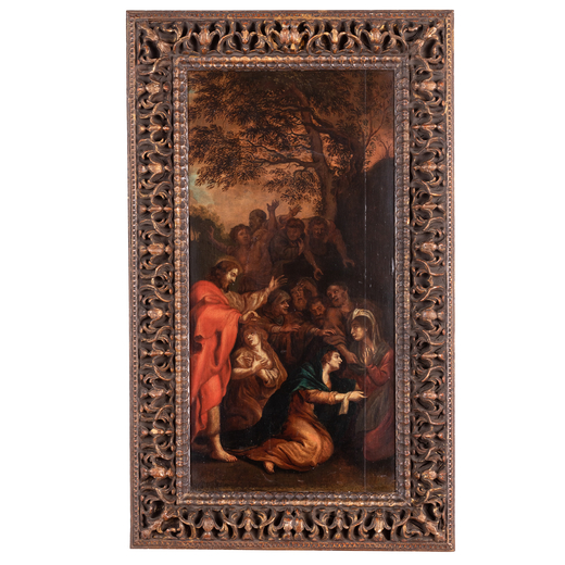 VINCENT ADRIAENSSEN (cerchia di) (Anversa, 1595 - Roma, 1675)<br>Cristo benedicente<br>Olio su tavol