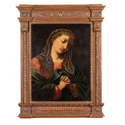 PITTORE DEL XVIII SECOLO Madonna orante<br>Olio su tela, cm 71X55