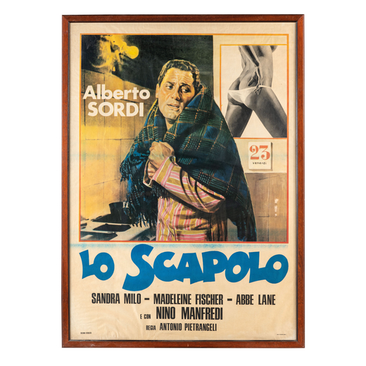 MANIFESTO, XX SECOLO per la pubblicità del film Lo scapolo interpretato da Alberto Sordi, in cornic