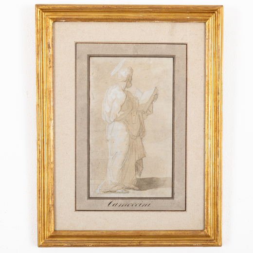 VINCENZO CAMUCCINI  (Roma, 1771 - 1844) <br>Santo<br>Matita su carta, cm 27,5X16