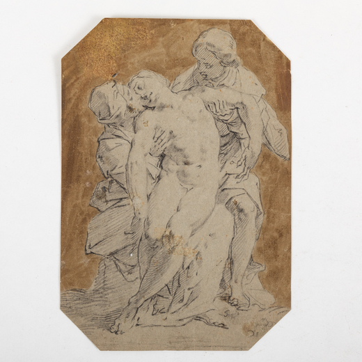 PITTORE DEL XVII-XVIII SECOLO  Deposizione<br>Matita su carta, cm 30,2X21,1