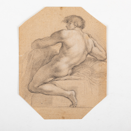 MICHELANGELO BUONARROTI (copia da) (Caprese, 1475 - Roma, 1564) <br>Studio di figura dalla Sistina d