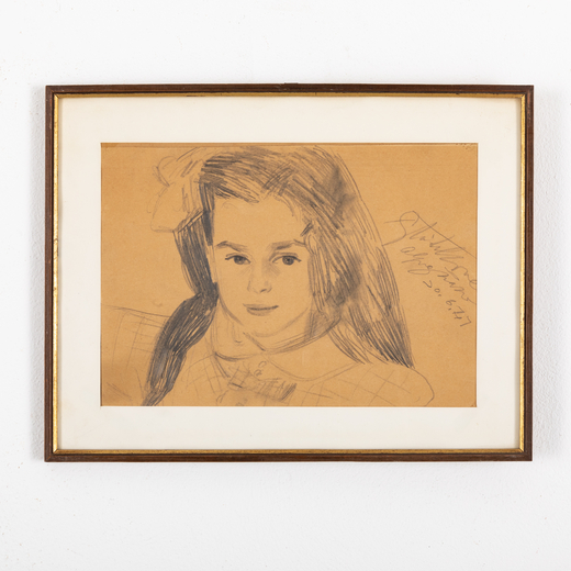 GUIDO TALLONE Bergamo, 1894 - Alpignano, 1967<br>Ritratto di bambina <br>Firmato G Tallone e datato 
