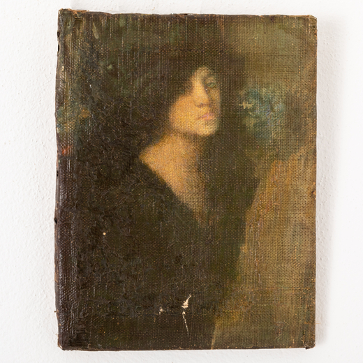 ANTONIO AMBROGIO ALCIATI Vercelli, 1878 - Milano, 1929<br>Ritratto di signora con cappello<br>Olio s