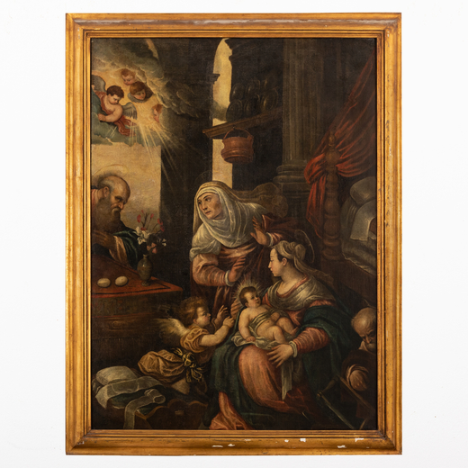GIOVANNI BATTISTA VOLPATO (attr. a) (Bassano del Grappa, 1633 - 1706)<br>Natività<br>Olio su tela, 