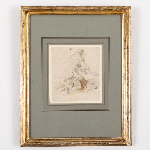 GIOVANNI PAOLO PANNINI  (Piacenza, 1691 - Roma, 1765) <br>Studio di figura<br>Matita su carta, cm 13
