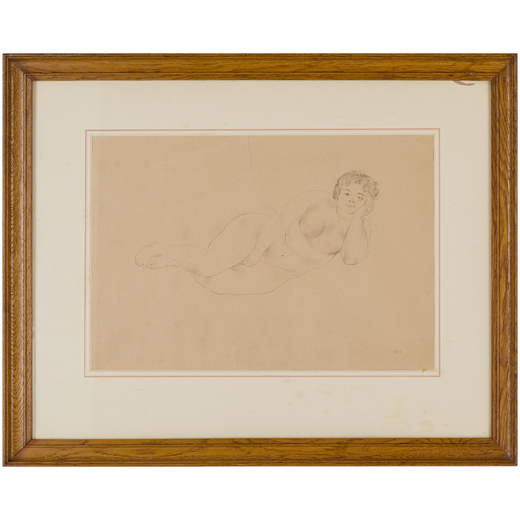 FILIP ANDREEVIC MALJAVIN Orenburg, 1869 - Nizza, 1940<br>Nudo femminile sdraiato<br>Matita su carta,