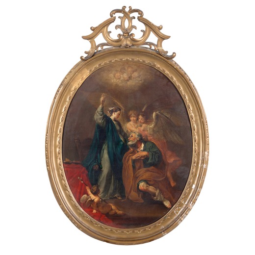 UBALDO GANDOLFI (San Matteo della Decima, 1728 - Ravenna, 1781)<br>La vergine Maria spiega a San Giu