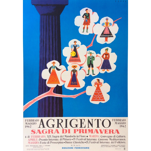 Agrigento, Sagra di Primavera Manifesto Pubblicitario [Telato]<br>by Puppo Mario ; Edito SAIGA, Geno