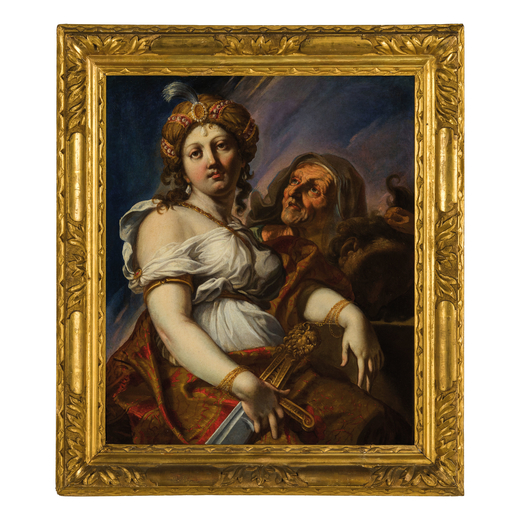 PITTORE DEL XVII SECOLO Giuditta e Oloferne<br>Olio su tela, cm 73X61,5