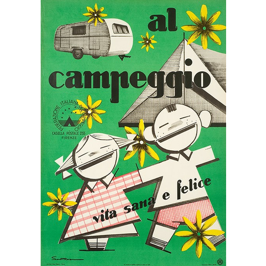 Al Campeggio, Vita Sana e Felice Manifesto Pubblicitario [Telato]<br>by Sartori Iginio ; Edito Grafi