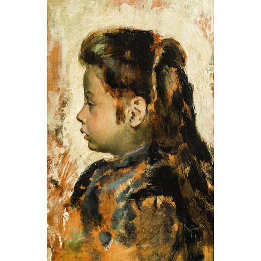SILVESTRO LEGA Modigliana (Forli) 1826 - Firenze 1895<br>Ritratto di fanciulla<br>Firmato in basso a