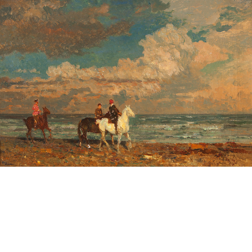 BEPPE CIARDI Venezia, 1875 ; Quinto di Treviso, 1932<br>Cavalli in riva al mare <br>Firmato Beppe Ci