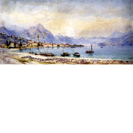 GABRIELE CARELLI Napoli, 1820 ; Londra, 1900<br>Veduta di Menaggio <br>Firmato Gab Carelli e datato 