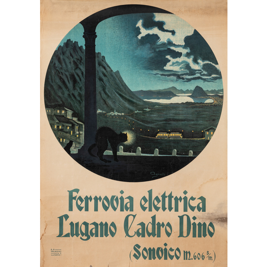 Ferrovia Elettrica, Lugano Cadro Dino  Manifesto Pubblicitario<br>by Agnelli ; Edito S.A. Veladini &