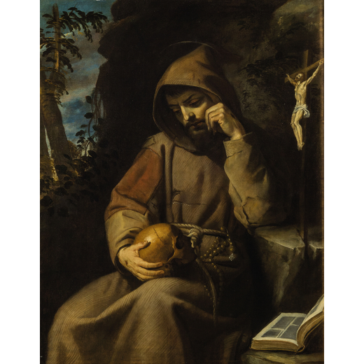 ANDREA COMMODI (Firenze, 1560 - 1638) <br>San Francesco<br>Olio su tela, cm 128X100