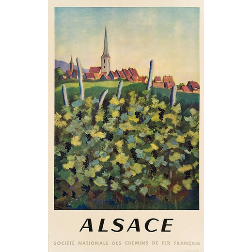 Alsace Manifesto Pubblicitario<br>Firma Illeggibile ; Edito Imprimerie Draeger, Paris <br>1946 ; Mis