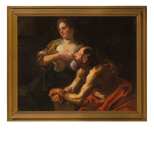 DANIEL SEITER (attr. a) (Vienna, 1642 o 1647 - Torino, 1705)<br>Carità Romana<br>Olio su tela, cm 1