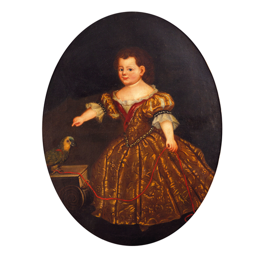 PIER FRANCESCO CITTADINI (attr. a) (Milano, 1616 - Bologna, 1681)<br>Ritratto di bambina che gioca c