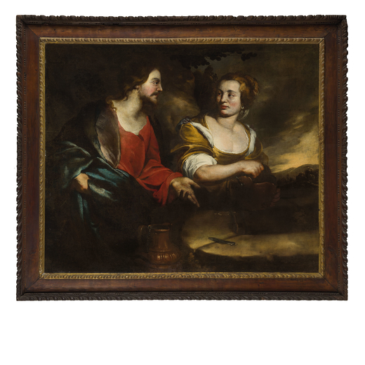 ORAZIO DE FERRARI (Voltri, 1606 - 1657)<br>Cristo e la Samaritana<br>Olio su tela, cm 121X144,5