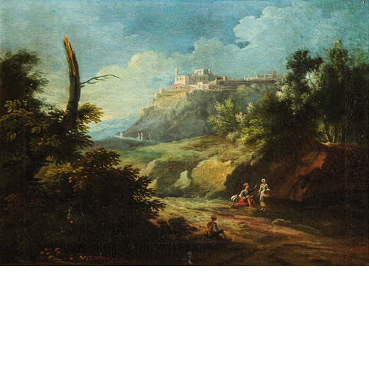 ALESSIO DE MARCHIS (Napoli, 1684 - Perugia, 1752)<br>Paesaggio<br>Olio su tela cm 39X30
