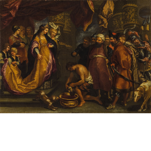 PIETRO PAOLO RUBENS (allievo di) (Siegen, 1577 - Anversa, 1640) <br>La regina Tomiri e la testa di C