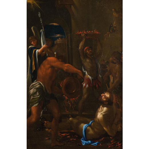 LUDOVICO CARRACCI (attr. a) (Bologna, 1560 - Roma, 1609) <br>Scena di martirio<br>Olio su Tela, cm 4