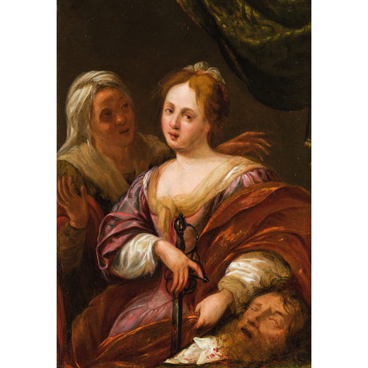 VIRGINIA DA VEZZO (attr. a) (Velletri, 1601 - Parigi, 1638)<br>Giuditta con la testa di Oloferne<br>