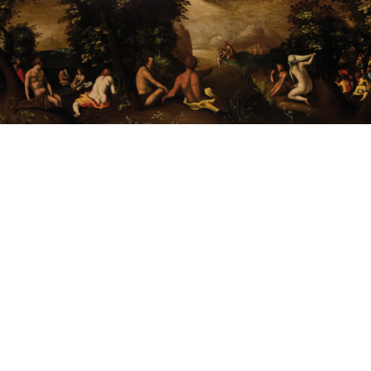 CORNELIS VAN HAARLEM (attr. a) (Haarlem, 1562 - 1638?)<br>Battesimo di Cristo<br>Olio su tavola, cm 