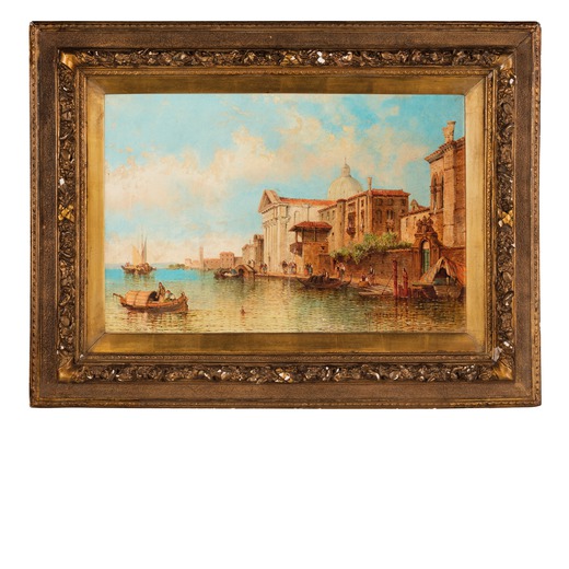 WILLIAM G. MEADOWS (1825-901)  Veduta di Venezia<br>Firmato W.G. Meadows in basso a destra  <br>Olio