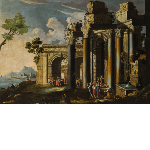 FRANCESCO AVIANI (attr. a) (Vicenza, 1662/63 - 1715) <br>Capriccio architettonico<br>Olio su tela, c