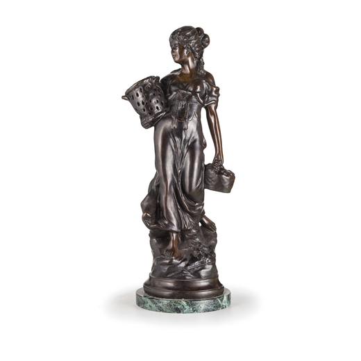 SCULTORE DEL XIX-XX SECOLO figura femminile in bronzo a patina scura, firmato nel retro della base H
