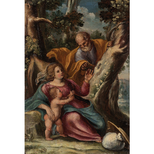 ALFONSO PATANAZZI (Urbino, 1636 - 1720)<br>Sacra famiglia<br>Iscritto sul verso: Di Alfonso Patanazz