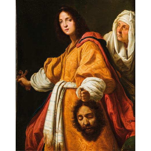 CRISTOFANO ALLORI (maniera di) (Firenze, 1577 - 1621)<br>Giuditta con la testa di Oloferne<br>Olio s