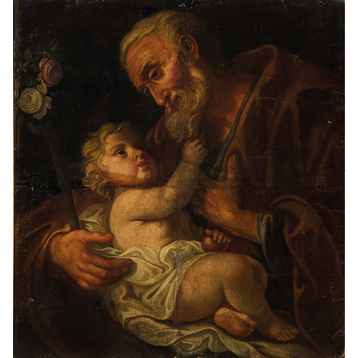 PITTORE DEL XVIII SECOLO San Giuseppe<br>Olio su tela, cm 68X63