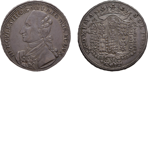 ZECCHE ITALIANE. MODENA. ERCOLE III DESTE (1780-1796).  3 SCUDI 1782<br>Argento, 27,66 gr, 41mm. BB+