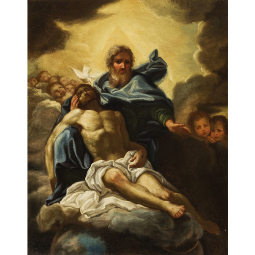 VITO DANNA (Palermo, 1718 - 1769)<br>Compianto del Cristo Morto<br>Olio su tela, cm 60X54