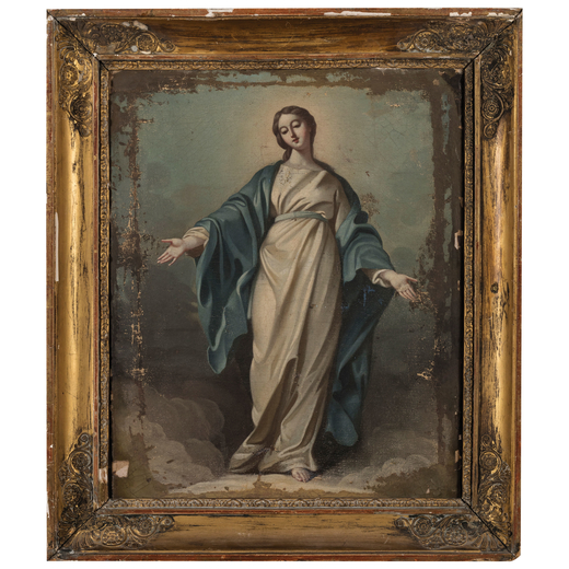 PITTORE DEL XVIII SECOLO Maria Vergine<br>Olio su tela, cm 50X42