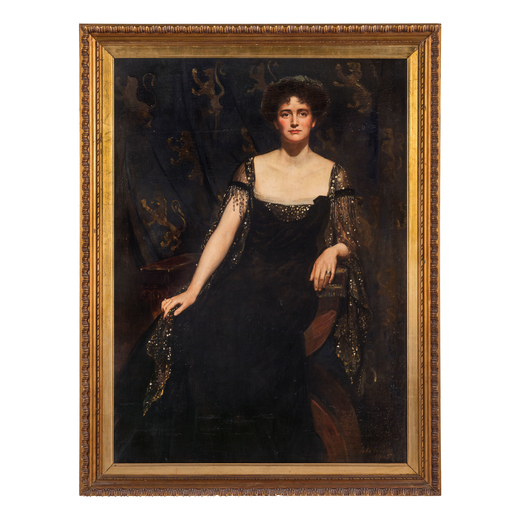 JOHN COLLIER Londra, 1850 - 1934<br>Ritratto di Lady Ellen Nunns Guillemard<br>Firmato Collier e dat