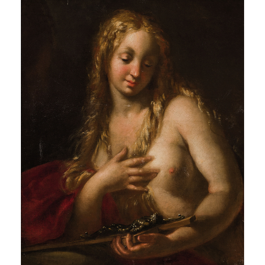 PITTORE DEL XVII SECOLO Maddalena<br>Olio su tela, cm 76,5X64