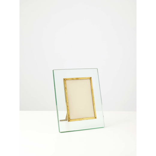 MANIFATTURA ITALIANA   Porta foto. Cristallo molato, ottone. Italia anni 50.<br>cm 33x27