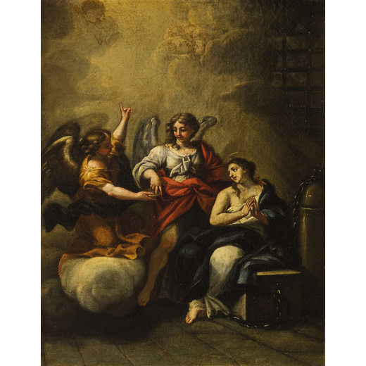 FEDELE FISCHETTI (attr. a) (Napoli, 1732 - 1792)<br>Santa Caterina in carcere liberata dallangelo<br