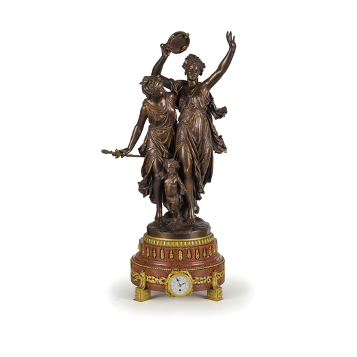 LEONE GREGORIE (Francia, attivo nel XIX-XX secolo)<br>Gruppo in bronzo a patina scura raffigurante A