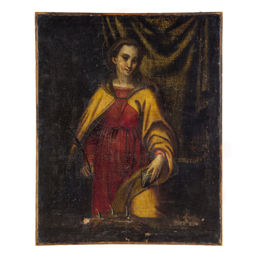 PITTORE DEL XVIII-XIX SECOLO Santa Caterina dAlessandria<br>Olio su tela, cm 85X68