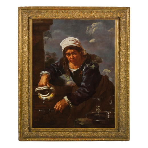BERNARD KEIL, detto MONSU BERNARDO (Helsingor, 1624 - Roma, 1687)<br>Donna che risciacqua i bicchier