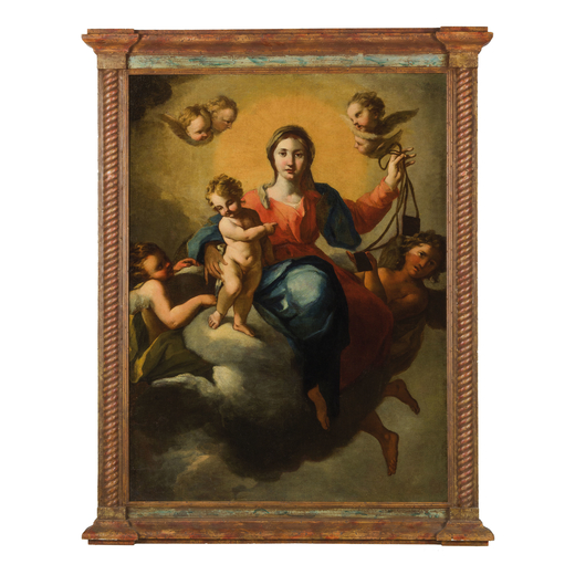 ANTONIO GHERARDI (attr. a) (Rieti, 1638 - Roma, 1702)<br>Madonna con il Bambino e angeli<br>Olio su 