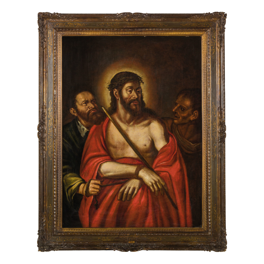 SCUOLA SPAGNOLA DEL XVIII SECOLO Cristo deriso <br>Olio su tela, cm 105X87