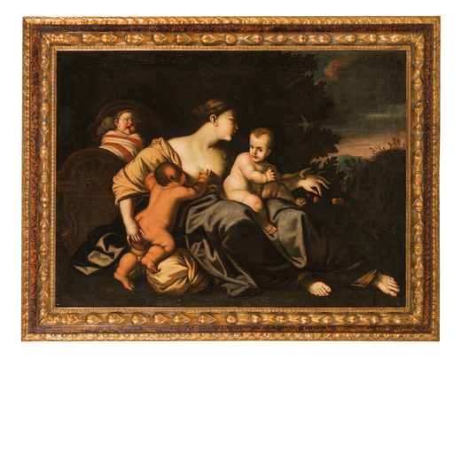 CARLO CIGNANI (bottega di) (Bologna, 1628 - Forli, 1719)<br>Allegoria <br>Olio su tela, cm 80X110